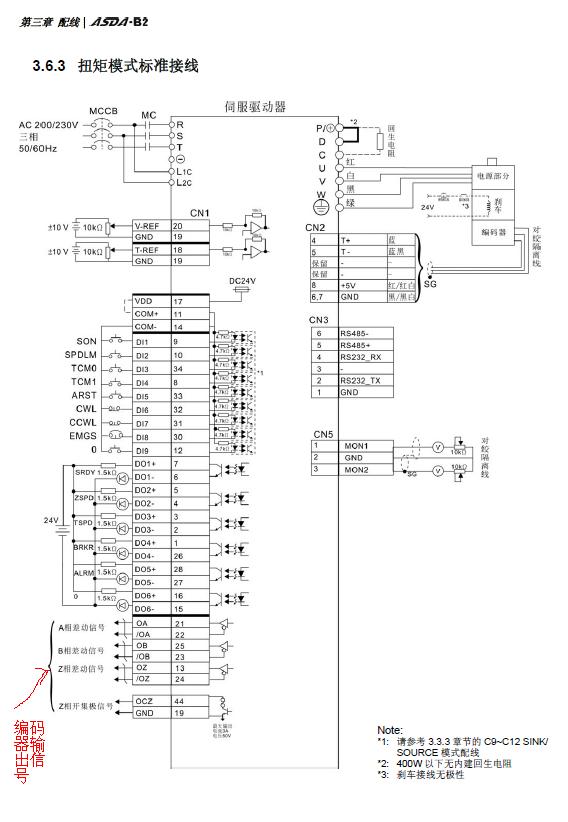 台达伺服驱动器编码器输出给200plc