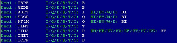 S5中的UBDB SEDB RSET EROR RFLM TIMT TIMZ INIT COFF等的