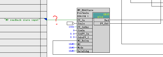 PCS7 8.0 串级控制 MV_Rbkslave Pv_in 应该连接哪个地址？