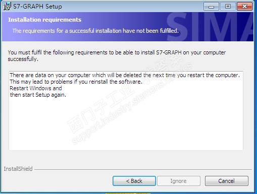 安装s7-GRAPH时出现以下问题，怎么解决？