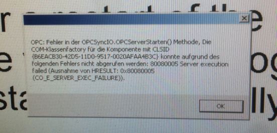 OPC端口错误，80080005 服务器运行失败