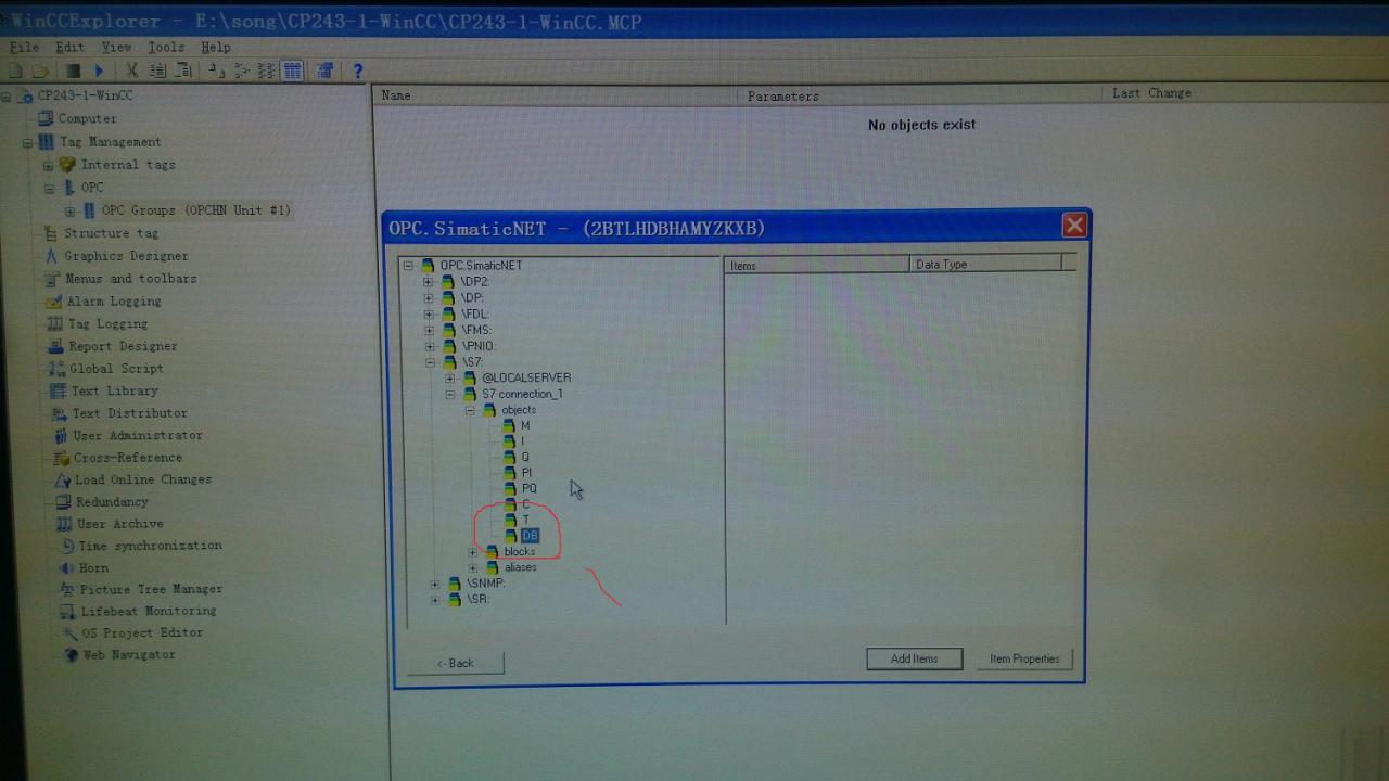 S7-200PLC通过simatic net opc server连接到WinCC7.0时怎么访问V变量？