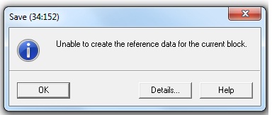 Unable to create the reference data for the current block