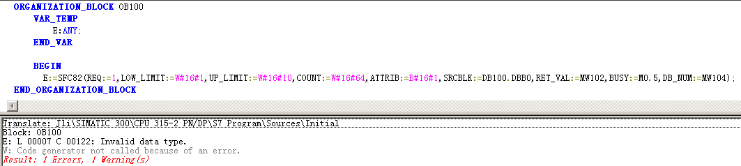 在source中使用SCL调用SFC82问题