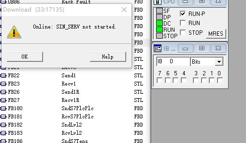 setp7编辑的程序进行仿真 sin_serv 未启动