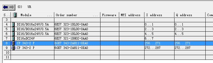 CP343-2P与ASi从站地址对应关系