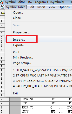 若问：symbol table下拉菜单点击"import"无法弹出对话框