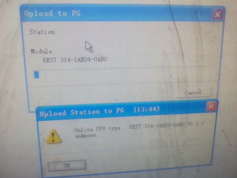从CPU里面下载程序到电脑，为什么会提示在线CPU型号未知