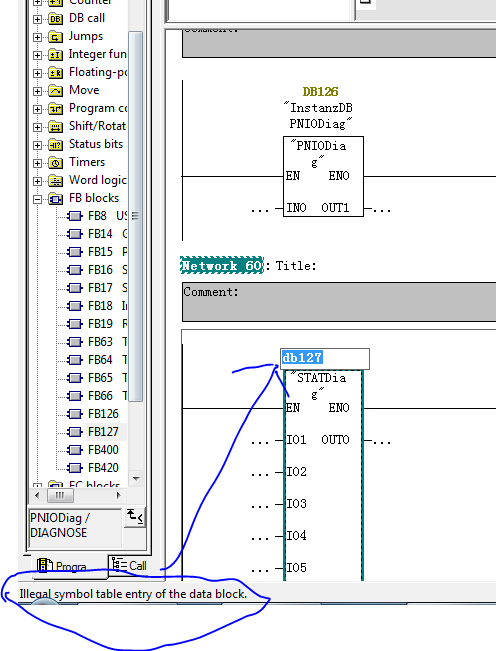 用PNIODiag 里诊断profi-bus DP 生成的FB127为啥不能在OB1调用