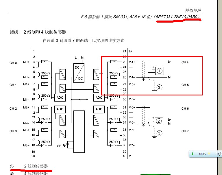 6ES7 331-7NF10-0AB0在硬件配置里只有四线制电流选项。那如果二线制的传感器是否可以接呢？