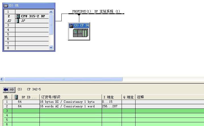 通过CP342模块和主站通讯时，主站的硬件组态中CP342的输入输出组态能否同时添加两个输入模块？