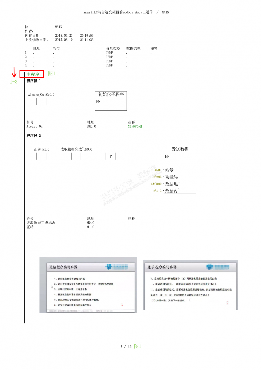 通信对我来说比较复杂，求助200SMART PLC与变频器通信扫描扫描执行顺序问题（具体内容附图8张）