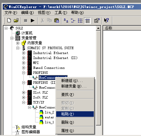 WINCC V7.2的变量不能剪切？