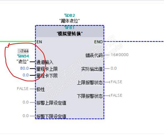 模拟量模块输入显示负数