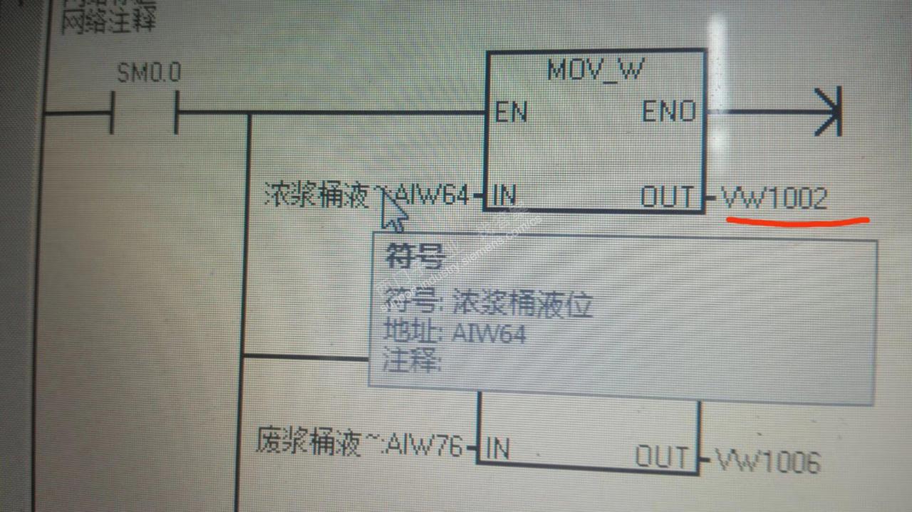 模拟量模块输送进来的值被移存入VW1002，运算时为什么用VD1000?