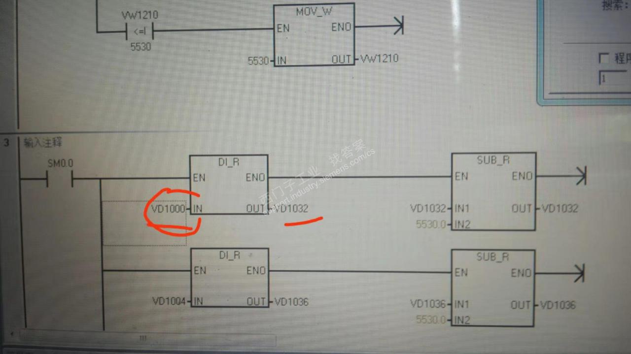 模拟量模块输送进来的值被移存入VW1002，运算时为什么用VD1000?