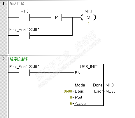 smart PLC200和2台M430变频器通过USS协议通讯问题。