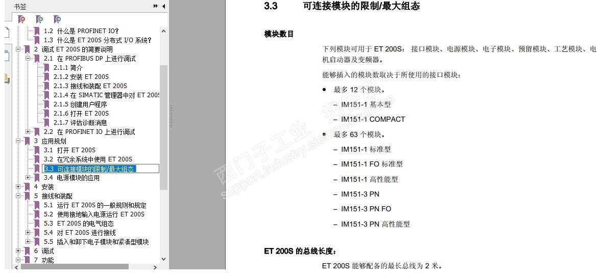 et200S能带多少个数字I/O模块