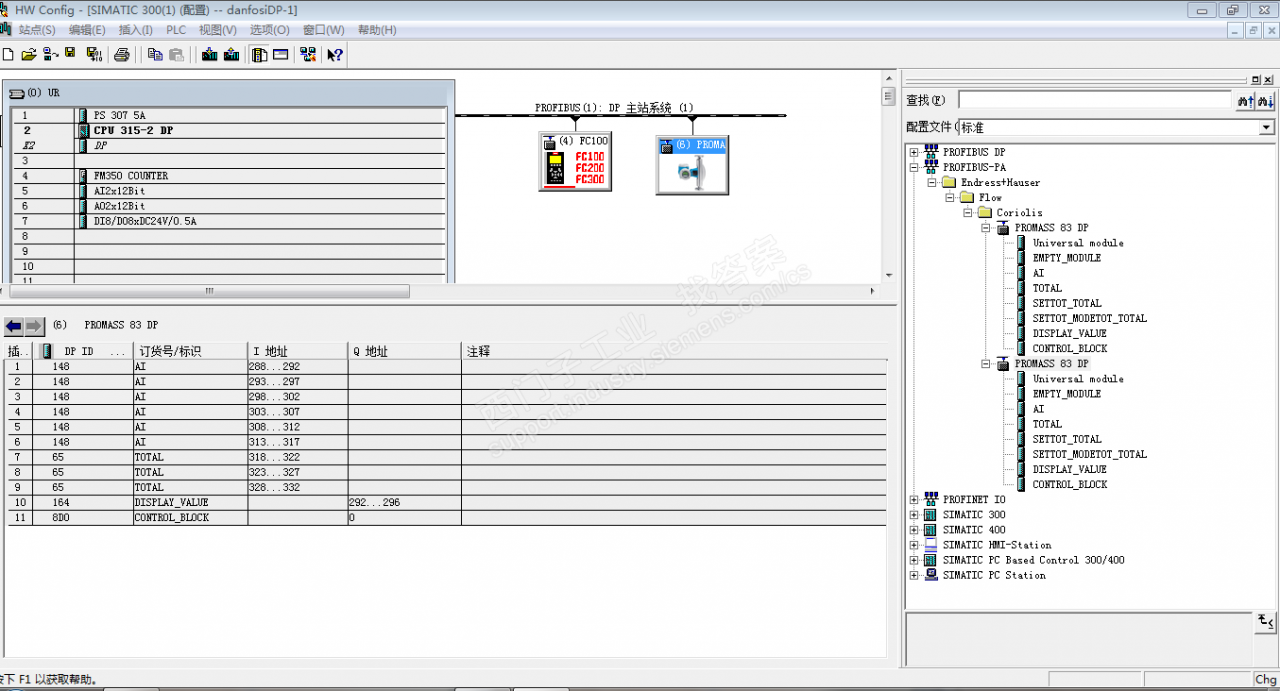 关于300PLC与恩德斯豪斯流量计的DP通讯问题
