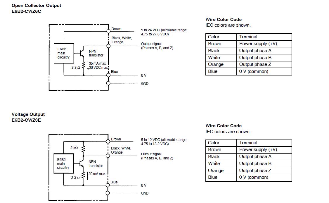 编码器集电极输出和电压输出