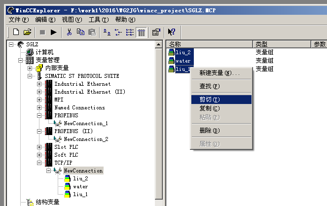 WINCC V7.2的变量不能剪切？