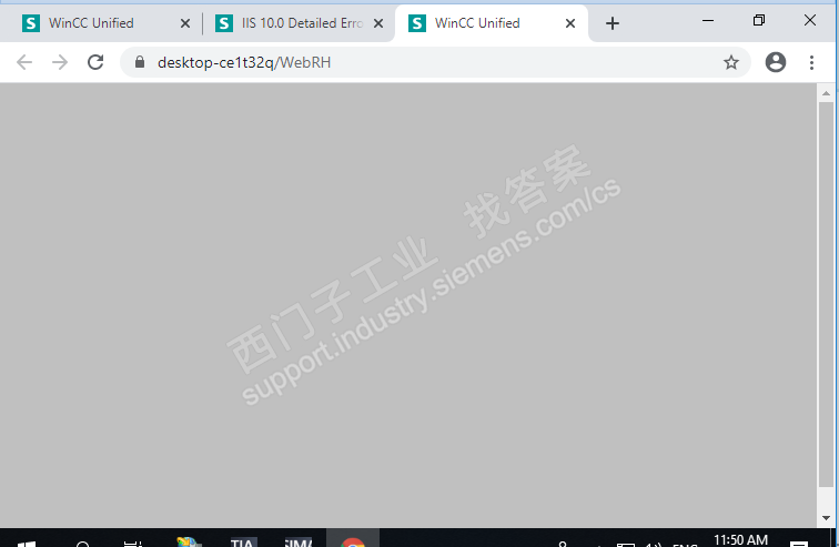 wincc unified 仿真时候浏览器报错