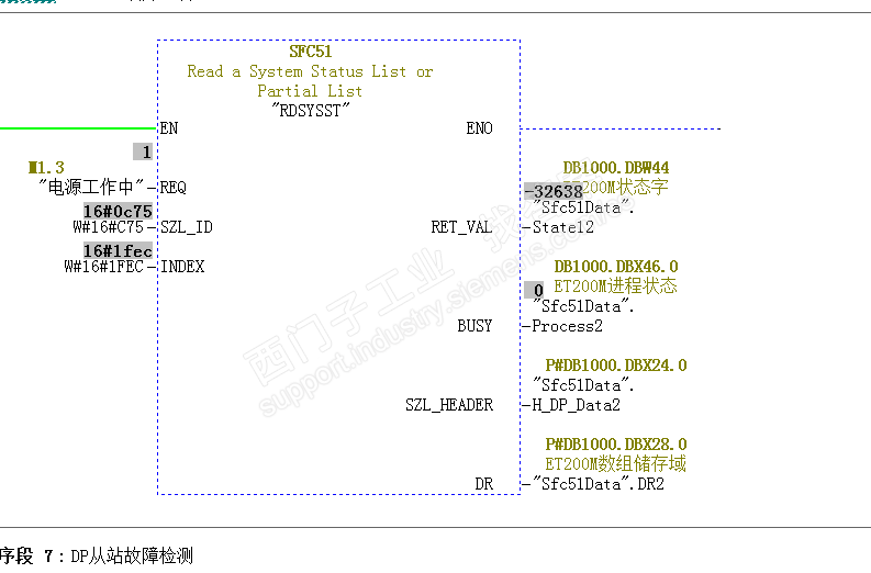 SFC51/FB453DP从站诊断问题