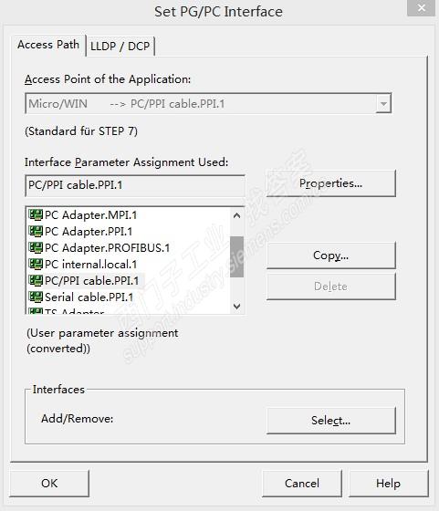 设置PG/PC接口时，找不到TCP/IP通讯选项