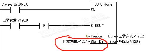 S7-200MAP库回零的"Final_Dir"，在哪里设， Start_Dir 在图中，Final_Dir只要改V120.1的状态吗？