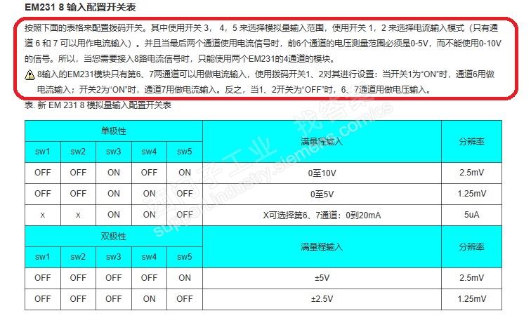 em231八位输入的拨码开关后三位几种设置都试过，只能读到0-5v，读不出0-10v