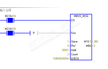 s7200smart modbus库与传感器通讯 MSG一直报3号错误