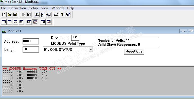 MODSCAN32串口调试软件与CPU224通信总中超时