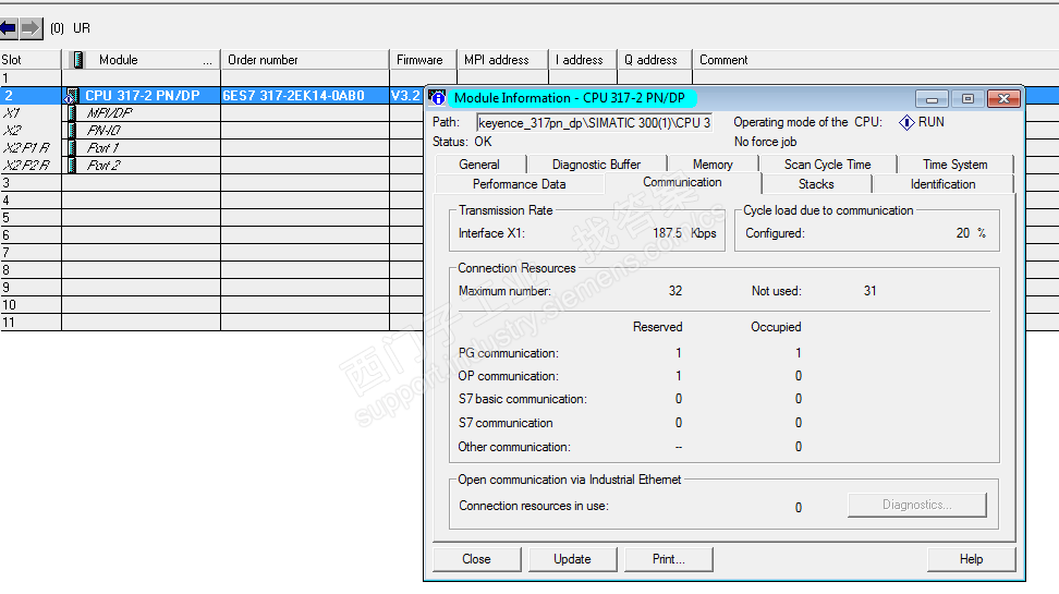 cpu317-2 pn/dp与激光打码机TCP通讯